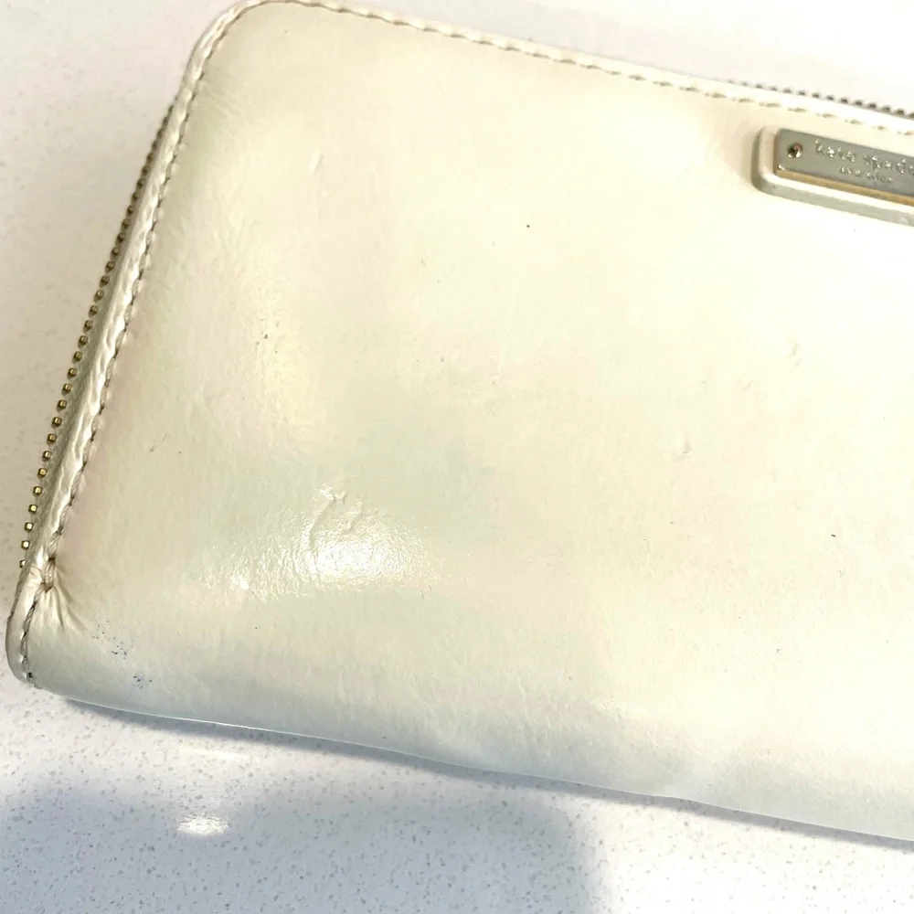 Kate Spade Bone Patent Leather Zip Around Wallet